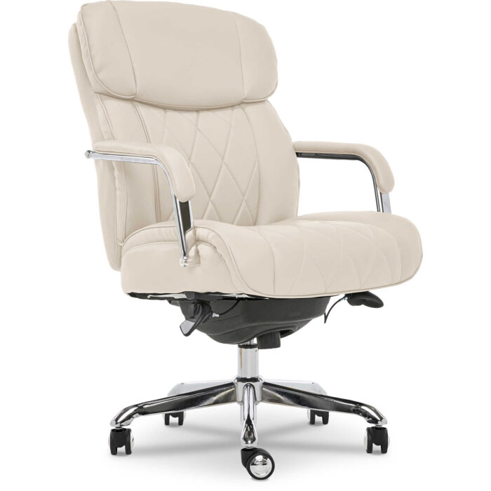 Sutherland Quilted Leather Office Chair, Light Ivory - Image 2