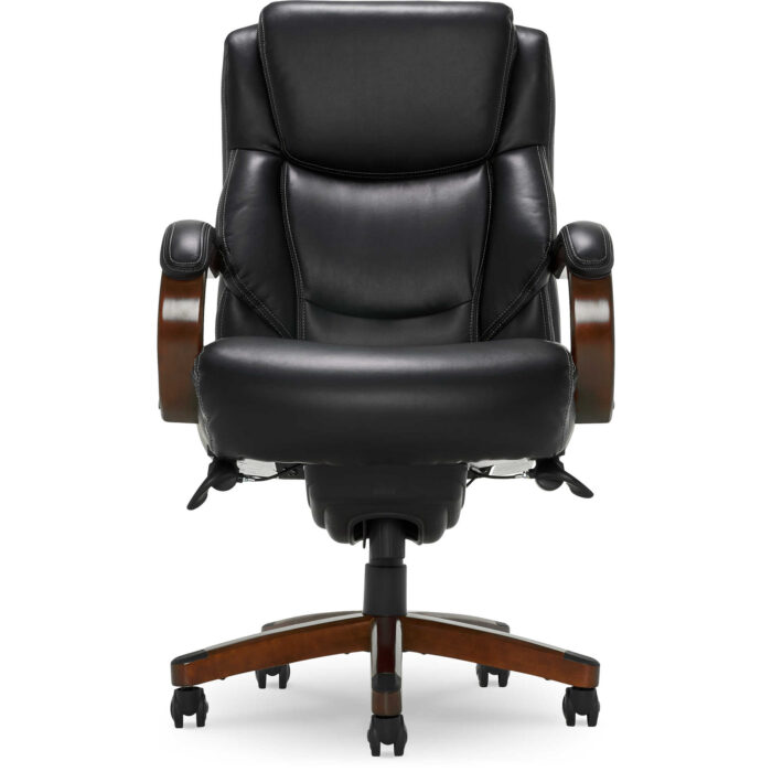 Delano Big & Tall Executive Office Chair, Black with Mahogany Wood