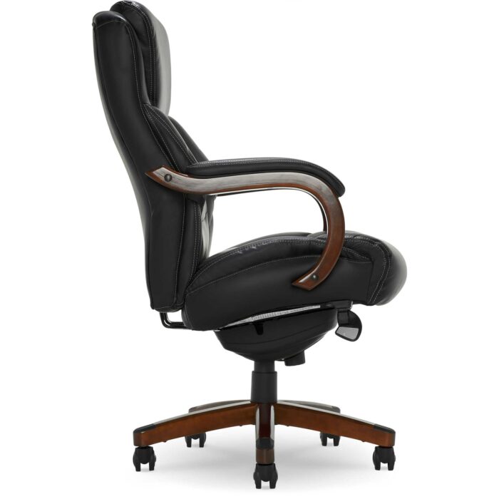 Delano Big & Tall Executive Office Chair, Black with Mahogany Wood - Image 2