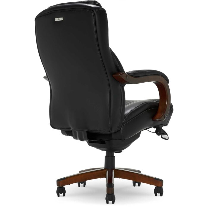 Delano Big & Tall Executive Office Chair, Black with Mahogany Wood - Image 3