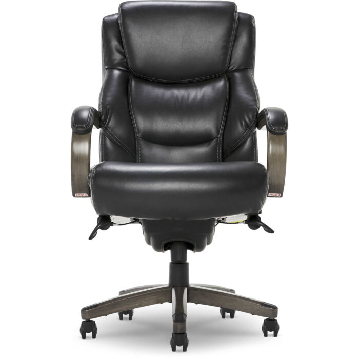 Delano Big & Tall Executive Office Chair, Jet Black with Distressed Wood