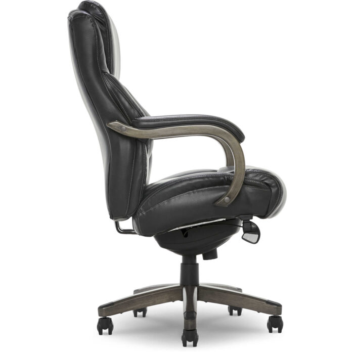 Delano Big & Tall Executive Office Chair, Jet Black with Distressed Wood - Image 2